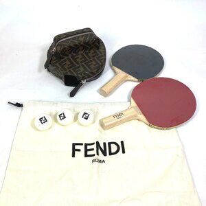 FENDI 7AS070AJJ4F1HR8 Zucca Table Tennis ping pong racket case 3 balls full set